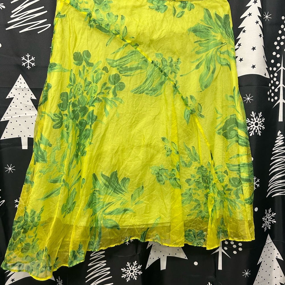 Odille Lime Green Silk Skirt